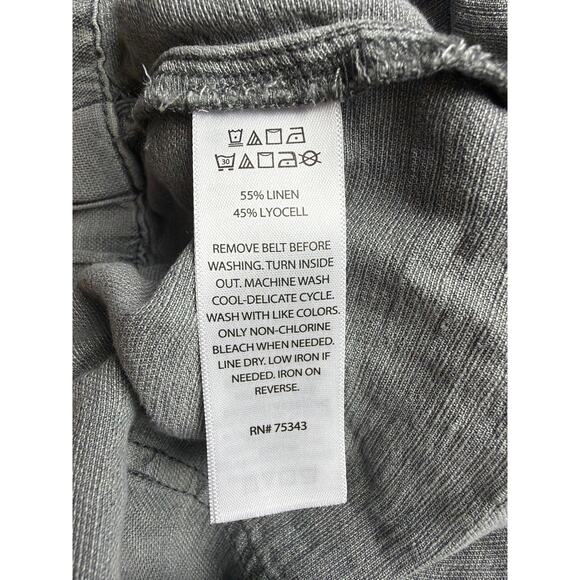 C&C California Gray Linen Cropped Pants Rope Belt Women’s Size XL Casual Boho - Picture 9 of 9